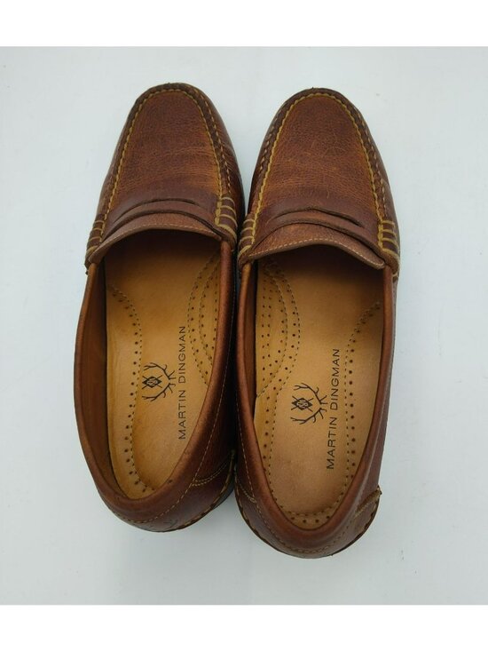 Martin Dingman All American Saddle Leather Penny Loafers, Chestnut, Men\'s 8.5